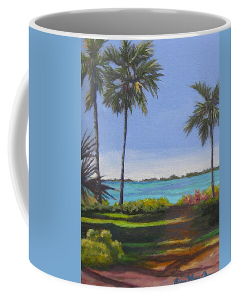 Palm Coffee Mug featuring the painting Islamorada Alley by Anne Marie Brown