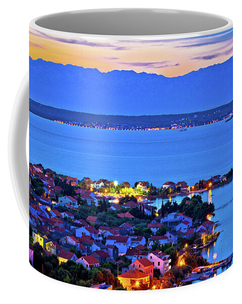 Preko Coffee Mug featuring the photograph Island of Ugljan evening aerial panorama by Brch Photography