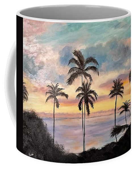 Sunrise Coffee Mug featuring the painting Island Sunrise by Jacqueline Whitcomb