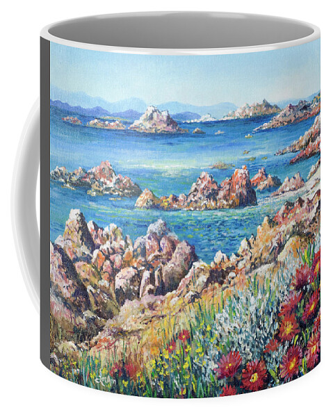 Italy Coffee Mug featuring the painting Italian Coastline by Lou Ann Bagnall