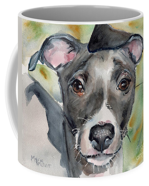Italian Greyhound Watercolor Portrait Coffee Mug featuring the painting Italian Greyhound watercolor by Maria Reichert