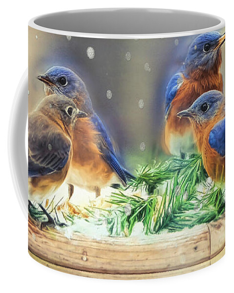 Bluebird Coffee Mug featuring the painting It's A Family Affair by Tina LeCour