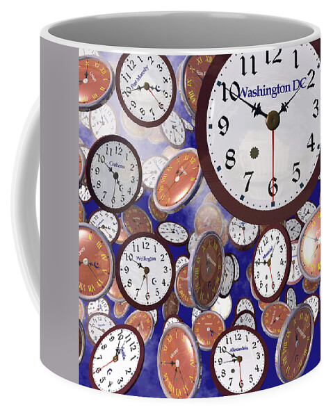 Clocks Coffee Mug featuring the photograph It's Raining Clocks - Washington D. C. by Nicola Nobile