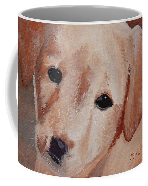 Puppy Coffee Mug featuring the painting Ivory by Mike Jenkins
