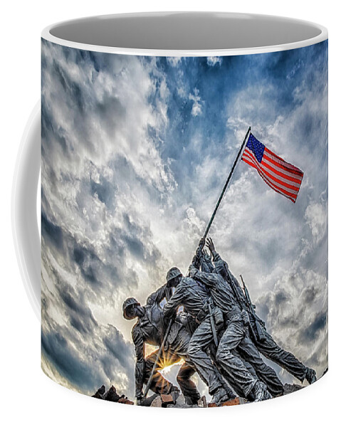 Marine Corps War Memorial Coffee Mug featuring the photograph Iwo Jima Memorial by Susan Candelario