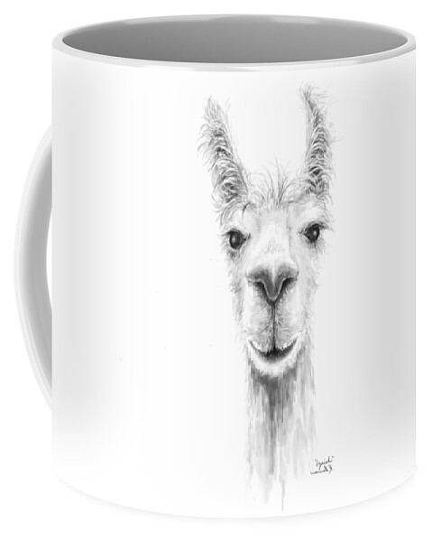 Llama Art Coffee Mug featuring the drawing Izaiah by Kristin Llamas
