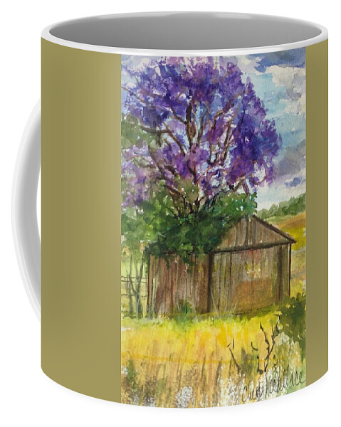 Barn Coffee Mug featuring the painting Jacaranda by the Road by Cheryl Wallace