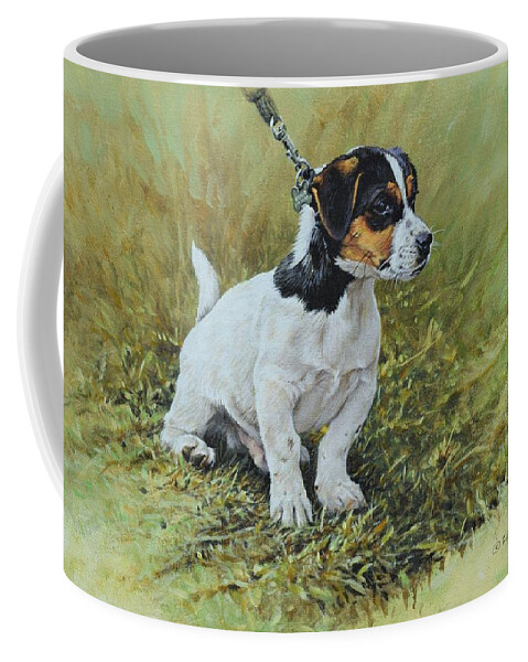 Dog Coffee Mug featuring the painting Jack Russell Portrait by Alan M Hunt
