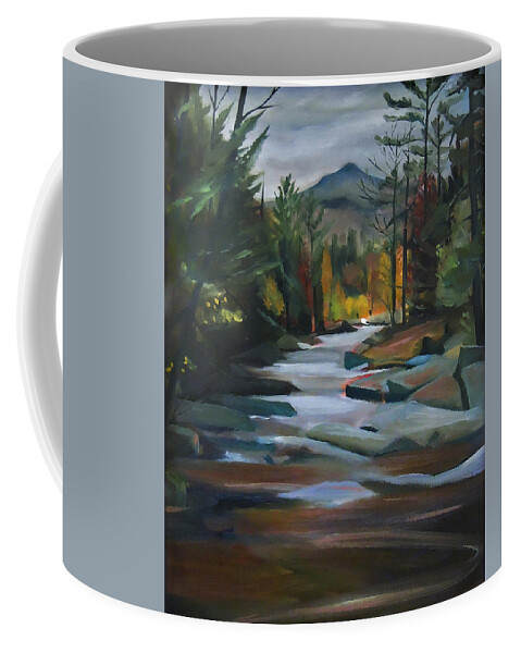 Jackson Falls Coffee Mug featuring the painting Jackson Falls Plein Air Card Art by Nancy Griswold
