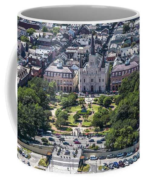 New Orleans Coffee Mug featuring the photograph Jackson Square by Helicopter by Gregory Daley MPSA
