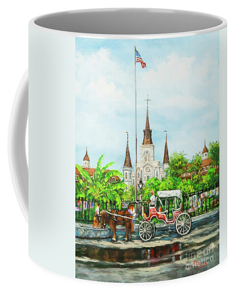 New Orleans Art Coffee Mug featuring the painting Jackson Square Carriage by Dianne Parks
