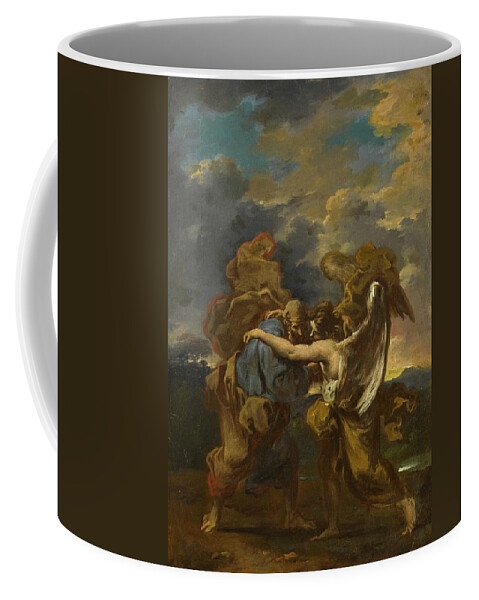 Alessandro Magnasco Coffee Mug featuring the painting Jacob Wrestling With The Angel by MotionAge Designs