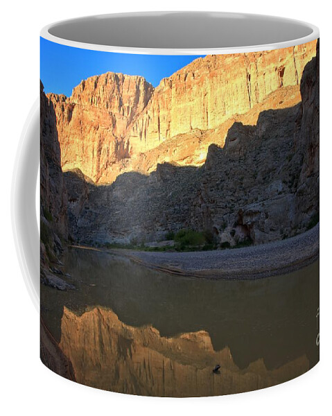Boquillas Canyon Coffee Mug featuring the photograph Jagged Reflections At Boquillas Canyon by Adam Jewell