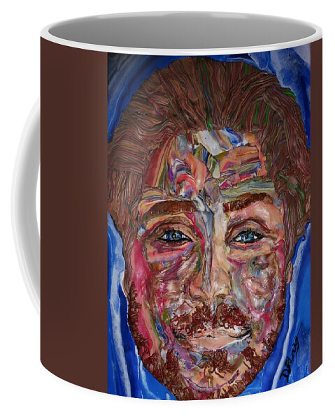 Portrait Coffee Mug featuring the mixed media Jakob by Deborah Stanley