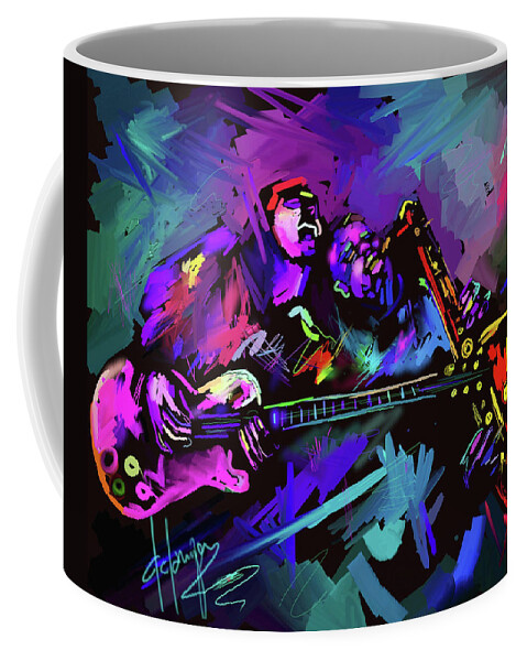 Guitar Coffee Mug featuring the painting Jammin' The Funk by DC Langer