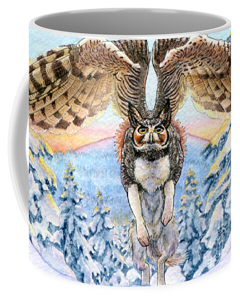 Gryphon Coffee Mug featuring the mixed media January Gryphon by Denise Hutchins
