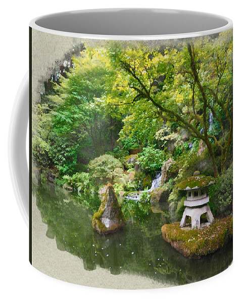 Japanese Coffee Mug featuring the photograph Japanese Garden Waterfall by C H Apperson