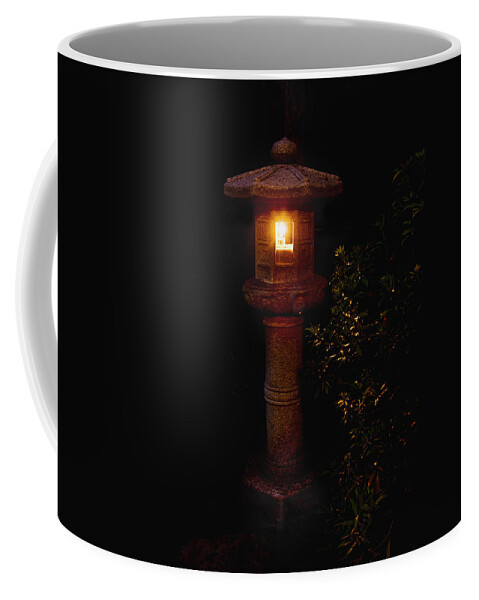 Garden Coffee Mug featuring the photograph Japanese Lantern shines in the dark by John Christopher