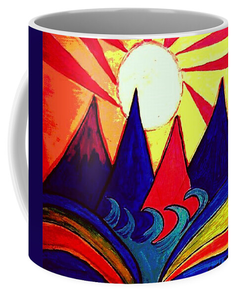 Japan Coffee Mug featuring the painting Japanese Sunrise by Rusty Gladdish