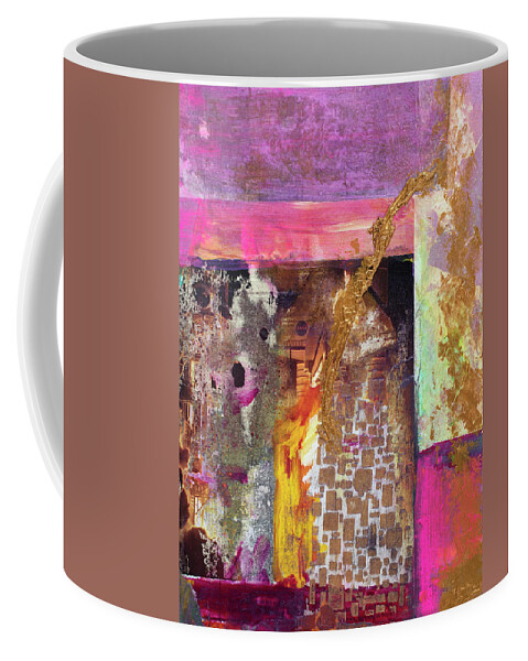 Abstract Coffee Mug featuring the painting Jaquar Gold by Pat Saunders-White