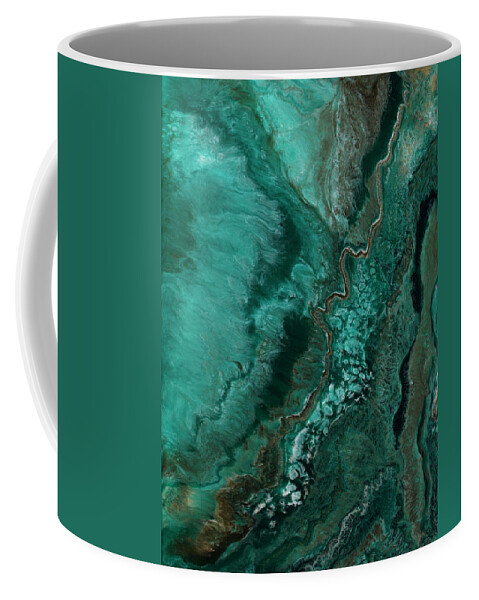 Teal Coffee Mug featuring the painting Java by Tamara Nelson
