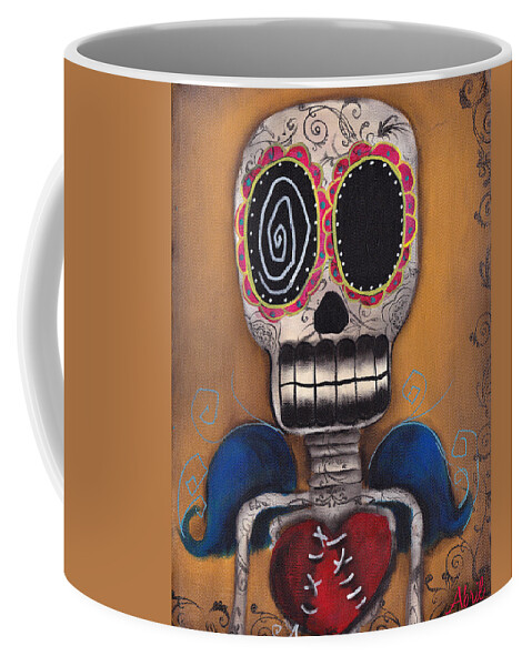 Day Of The Dead Coffee Mug featuring the painting Javier by Abril Andrade