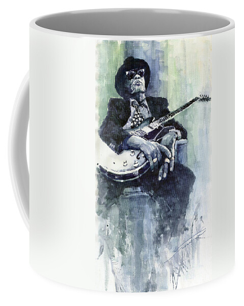Jazz Coffee Mug featuring the painting Jazz Bluesman John Lee Hooker 04 by Yuriy Shevchuk