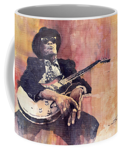 Watercolour Coffee Mug featuring the painting Jazz John Lee Hooker by Yuriy Shevchuk