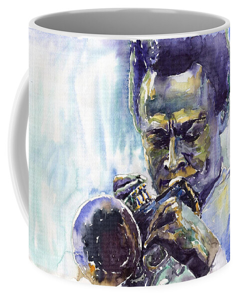 Jazz Miles Davis Music Musiciant Trumpeter Portret Coffee Mug featuring the painting Jazz Miles Davis 10 by Yuriy Shevchuk