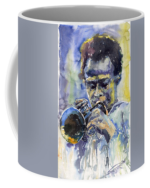 Jazz Coffee Mug featuring the painting Jazz Miles Davis 12 by Yuriy Shevchuk
