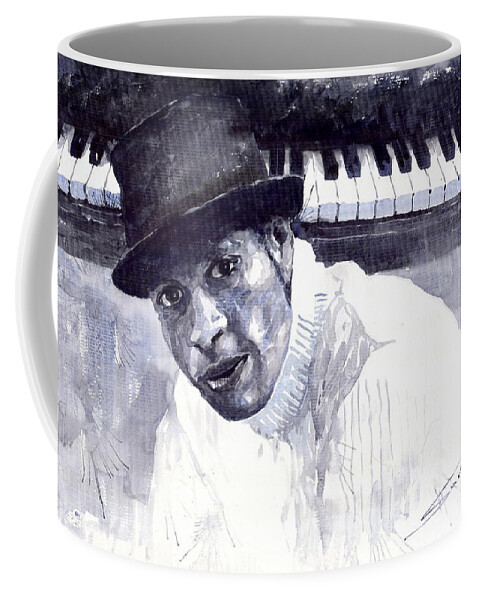 Jazz Coffee Mug featuring the painting Jazz Roberto Fonseca by Yuriy Shevchuk