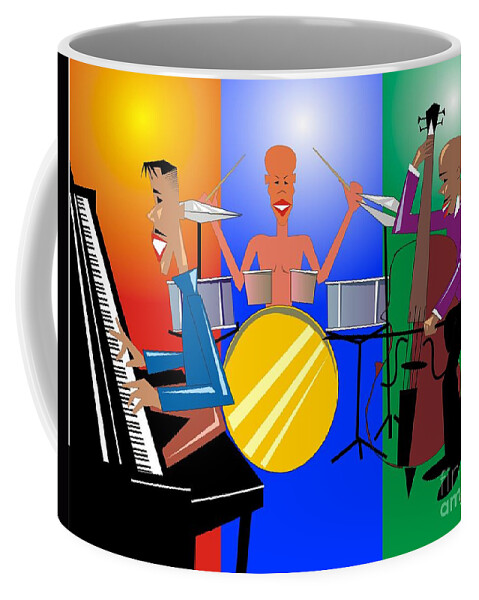 Jazz Coffee Mug featuring the digital art Jazz Trio by Walter Neal