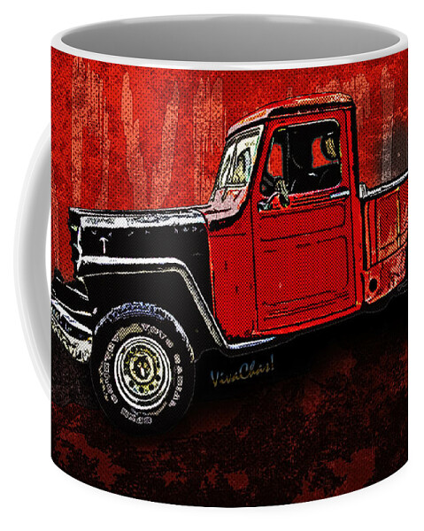 Willys Coffee Mug featuring the photograph Jeep Pickup Adventure Comic Book Scene by Chas Sinklier