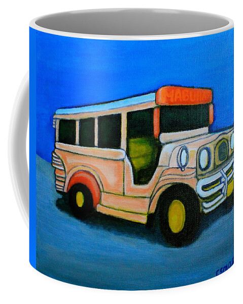 Jeep Coffee Mug featuring the painting Jeepney by Lorna Maza