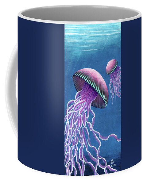 Jellies Coffee Mug featuring the painting Jellies 3 by Rebecca Parker