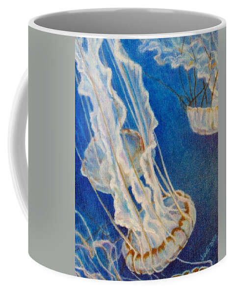Jelly Coffee Mug featuring the painting Jelly Fish by Jodi Higgins