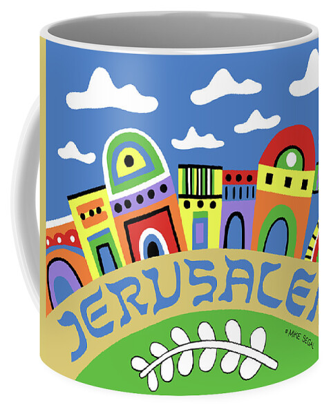 Jerusalem Coffee Mug featuring the painting Jerusalem by Mike Segal