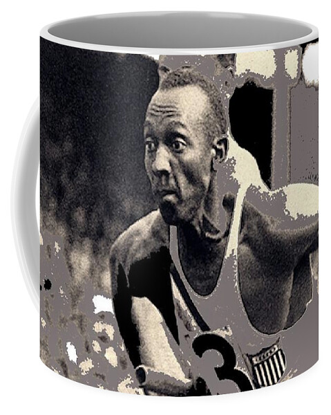  Jesse Owens In The 4 X100 Meter Relay Olympics Berlin 1936 Screen Capture And Color 2016 Coffee Mug featuring the photograph Jesse Owens in the 4 x100 meter relay Olympics Berlin 1936 screen capture and color 2016 by David Lee Guss