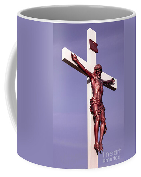Jesus Coffee Mug featuring the photograph Jesus Crucifix Against The Sky 2 by Gary Whitton