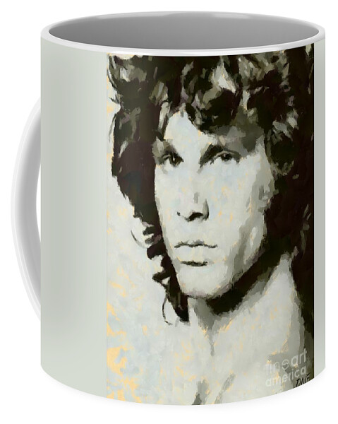 Portrait Coffee Mug featuring the painting Jim Morrison by Dragica Micki Fortuna