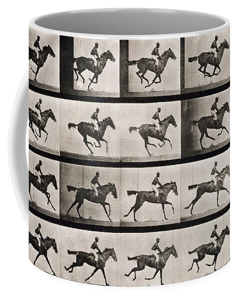 Muybridge Coffee Mug featuring the photograph Jockey on a galloping horse by Eadweard Muybridge