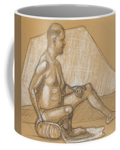 Realism Coffee Mug featuring the drawing Joey Seated on Pillow by Donelli DiMaria