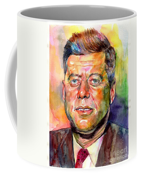 John Coffee Mug featuring the painting John F. Kennedy watercolor by Suzann Sines
