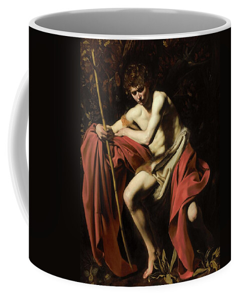 Italian Coffee Mug featuring the painting John in the Wilderness by Michelangelo Caravaggio