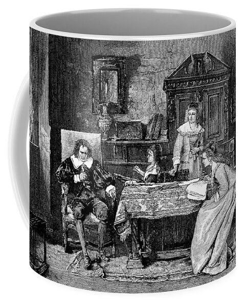 Historic Coffee Mug featuring the photograph John Milton Dictating Paradise Lost by Wellcome Images