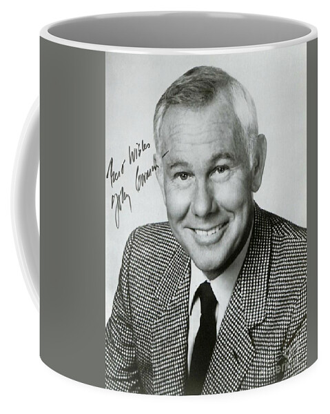 Johnny Carson Autographed Print Coffee Mug featuring the photograph Johnny Carson Autographed Print by Pd