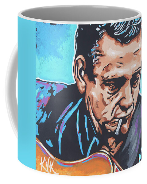 Johnny Cash Art Coffee Mug featuring the painting Johnny Cash by Katia Von Kral