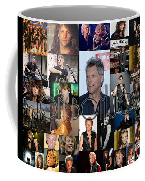 Jon Bon Jovi Coffee Mug featuring the mixed media Jon Bon Jovi Collage by April Cook