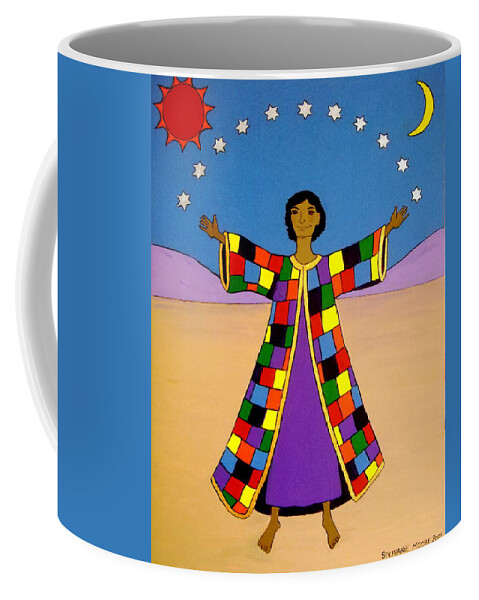 Joseph Coffee Mug featuring the painting Joseph and his Coat of Many Colours by Stephanie Moore