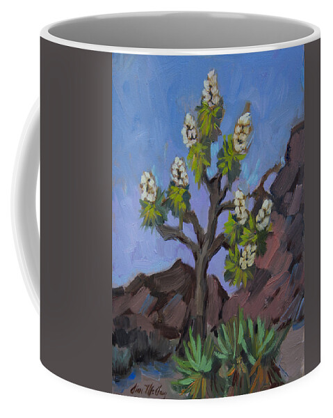 Joshua Tree Coffee Mug featuring the painting Joshua Tree In Bloom by Diane McClary